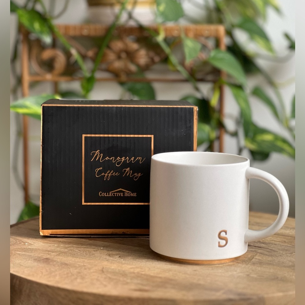 Monogram Coffee Mug Gold Letter S